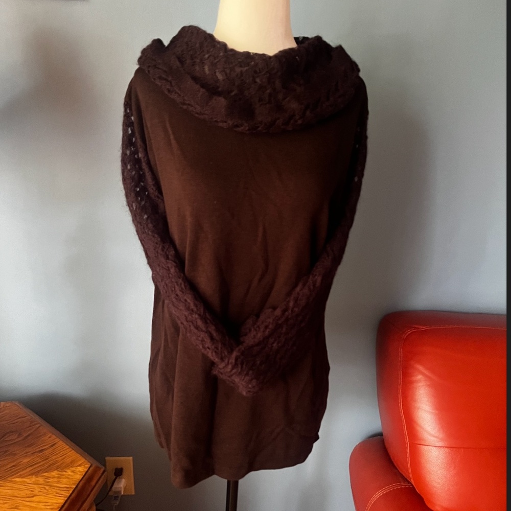 Vintage Olsen Europe chocolate brown long sleeves mohair blend sweater EUC